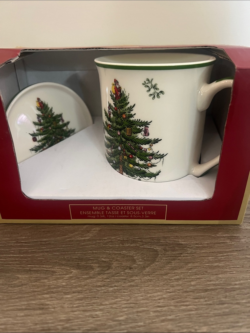 New Spode Christmas Tree Mug & Coaster Set